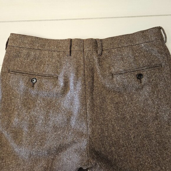 J.Crew Ludlow Brown Herringbone Wool-Cotton Blend Pants - Size 34/32 - Picture 4 of 8